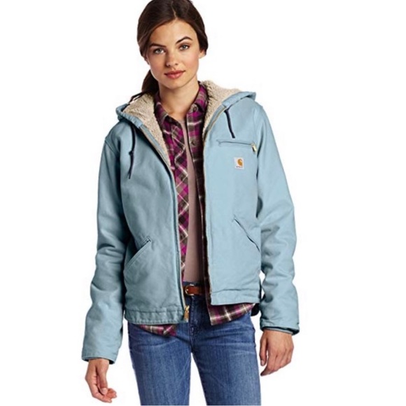 Carhartt Jackets & Blazers - RARE FIND Women’s Small Robin Egg Blue Carhartt Sherpa Jacket